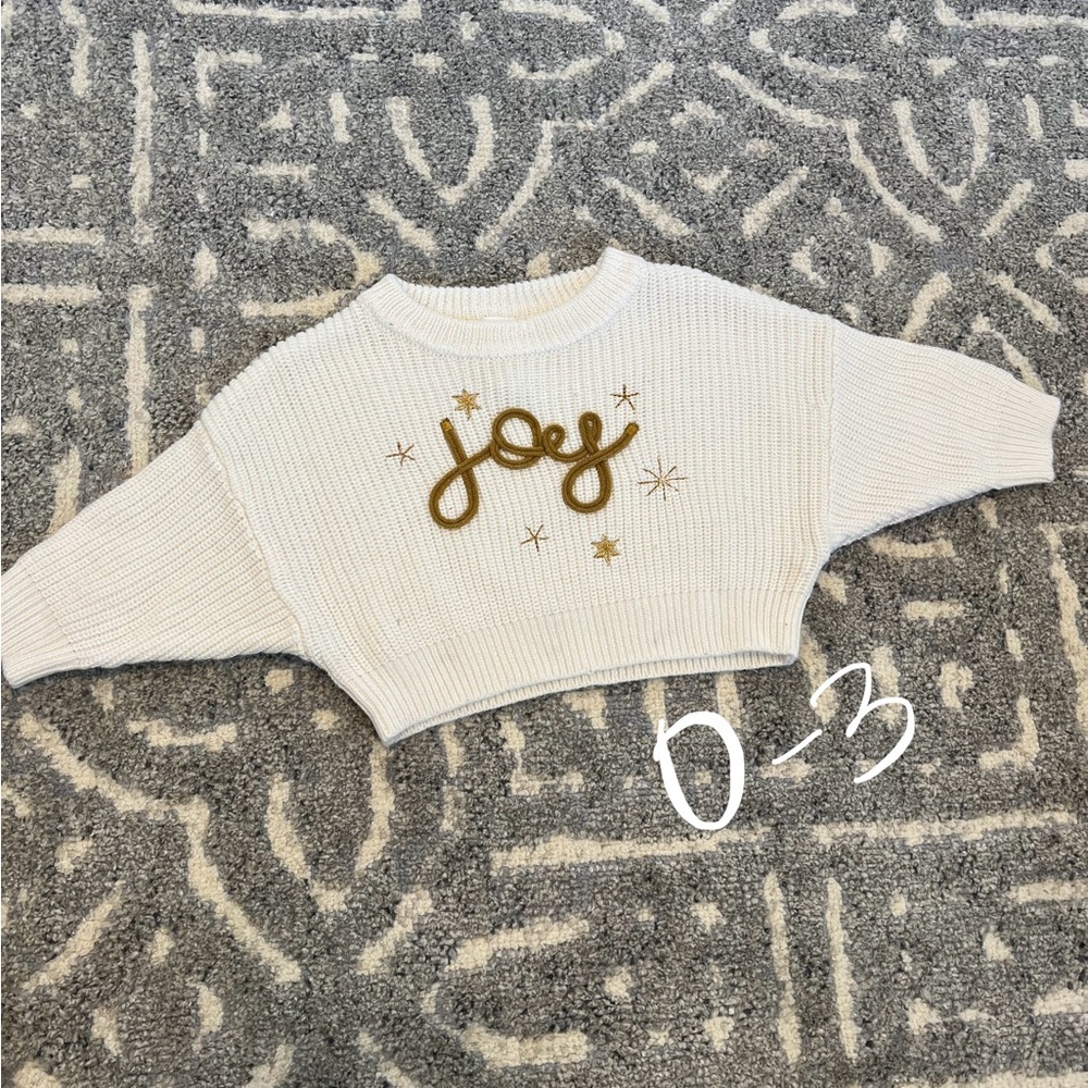 White Sweater with Gold Embroidery